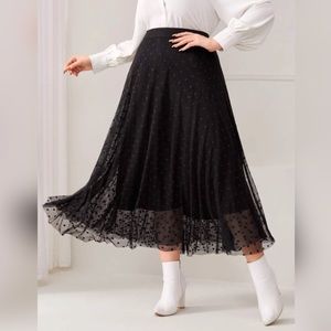 NWOT SHEIN Polka Dot Mesh Maxi Skirt